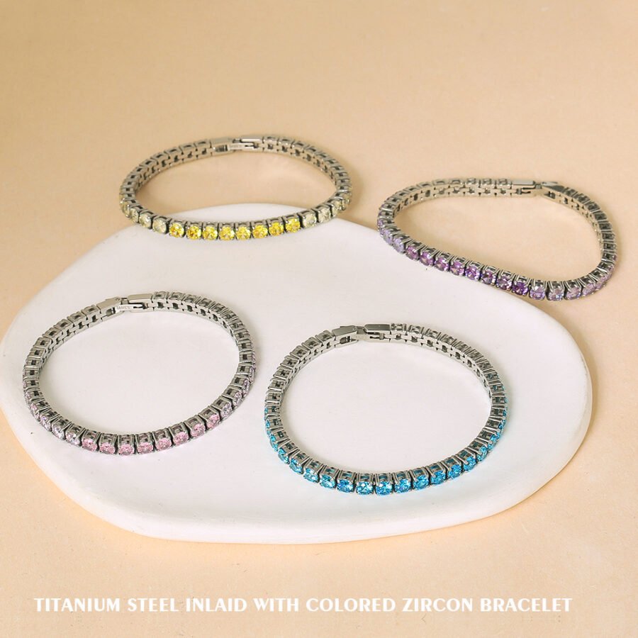 Aquamarine Zircon Tennis Chain Bracelet