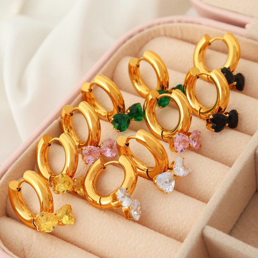 Earrings Bow Inlaid Zircon