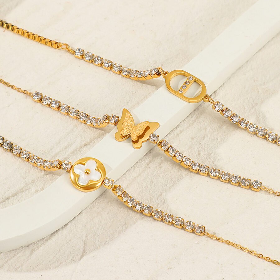 Butterfly Four-Leaf Clover Bracelet