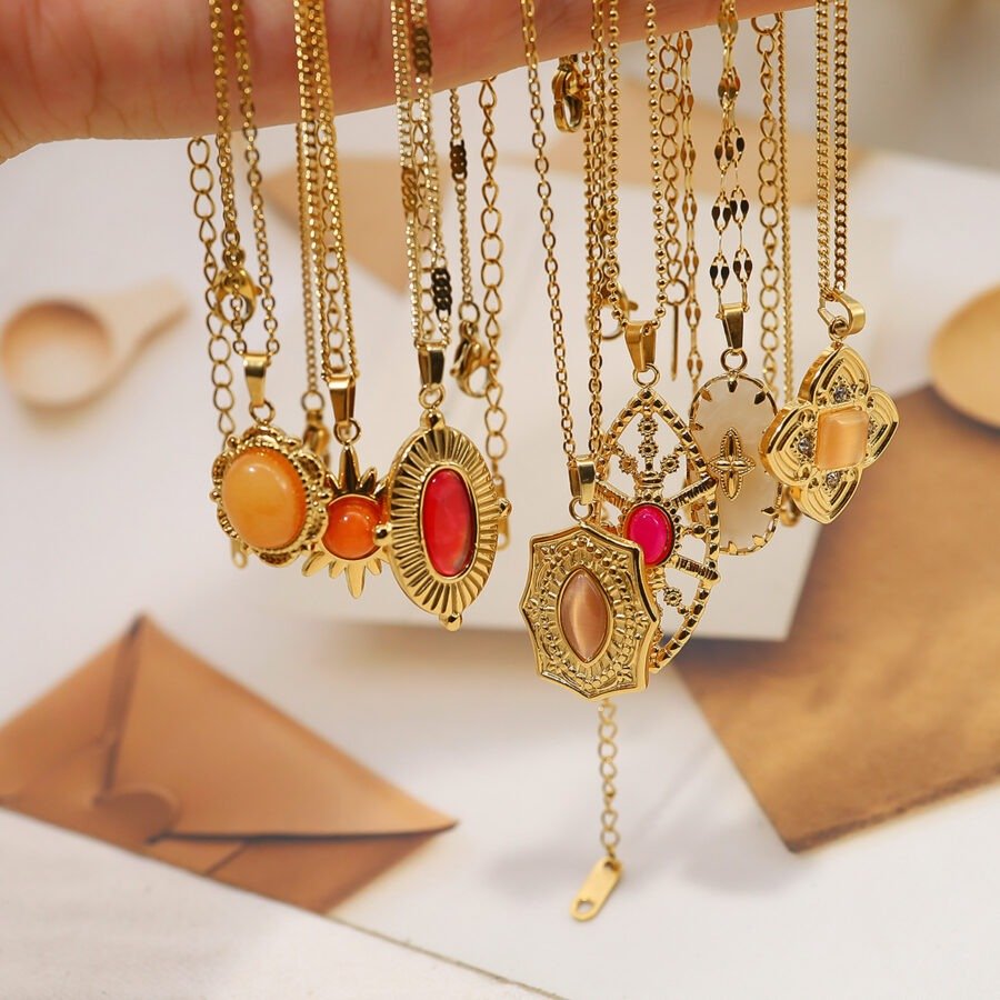 Natural Stone Pendant Necklace