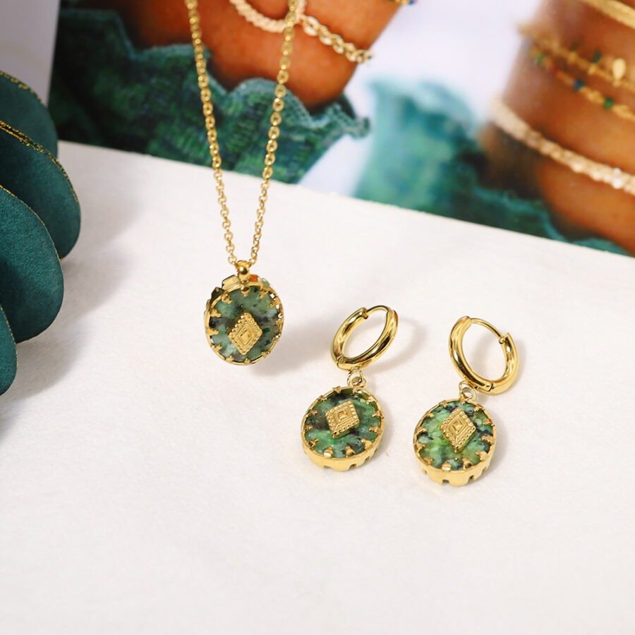 African Pine Natural Stone Earrings