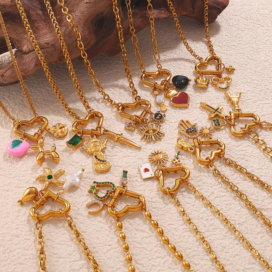 Heart-Shaped Oil Drop Pendant Necklace