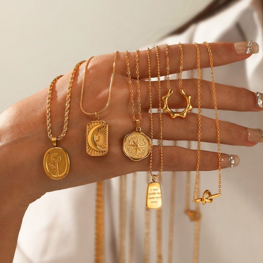 Twisted Star Moon Pendant Necklace