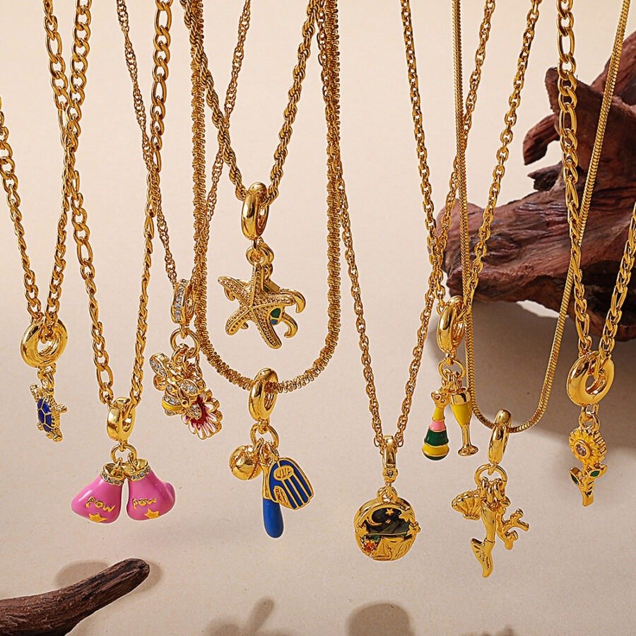 Seaside Vacation Turtle Starfish Pendant Necklace