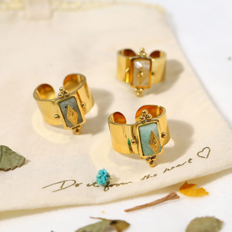 Giant Star Natural Stone Geometric Ring