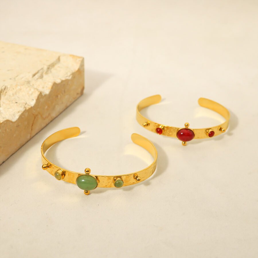 Red Stone Green Aventurine Bangles