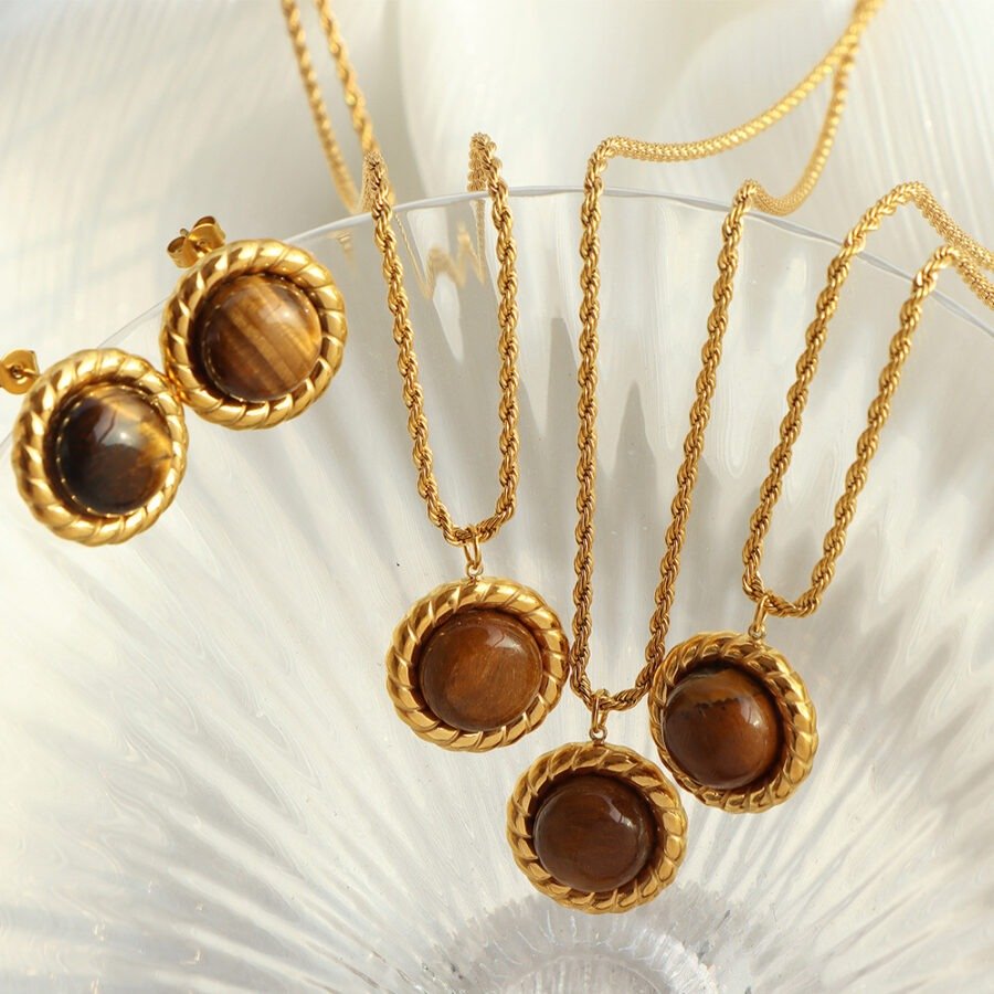 Tiger Eye Round Twisted Chain Set