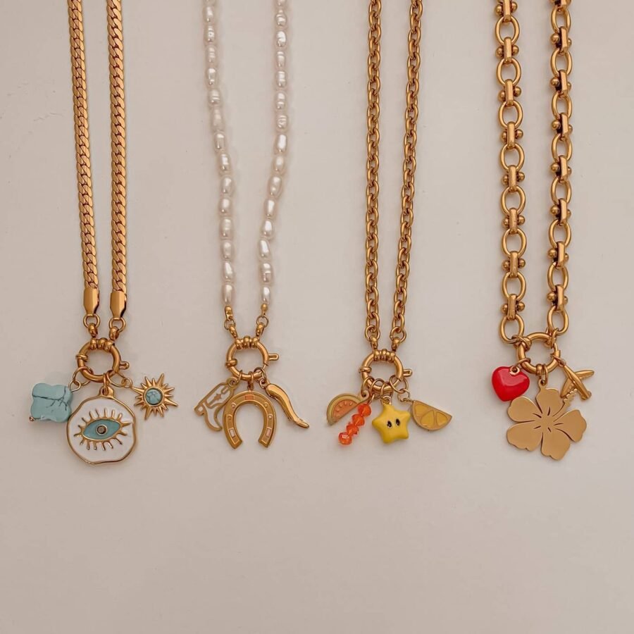 Denim Fruit Heart Sun Pendant