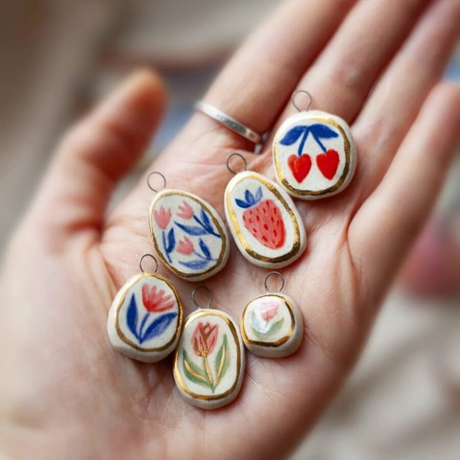 Strawberry Enamel Pendant