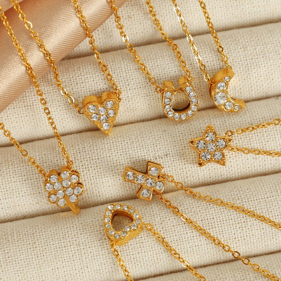 Four-Leaf Clover Cross Flower Heart Necklace