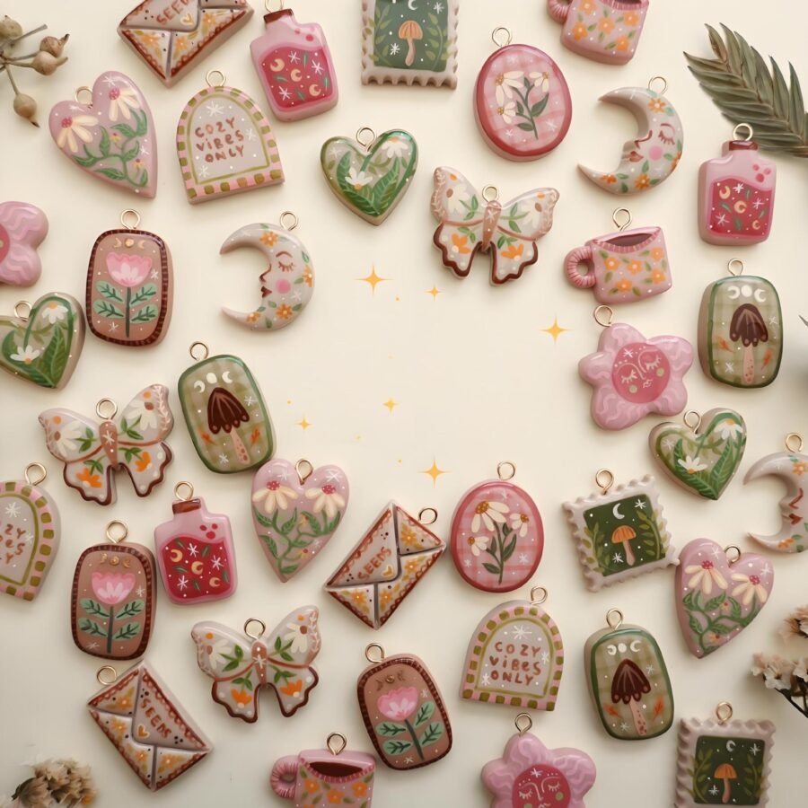 Bow Moon Enamel Pendant