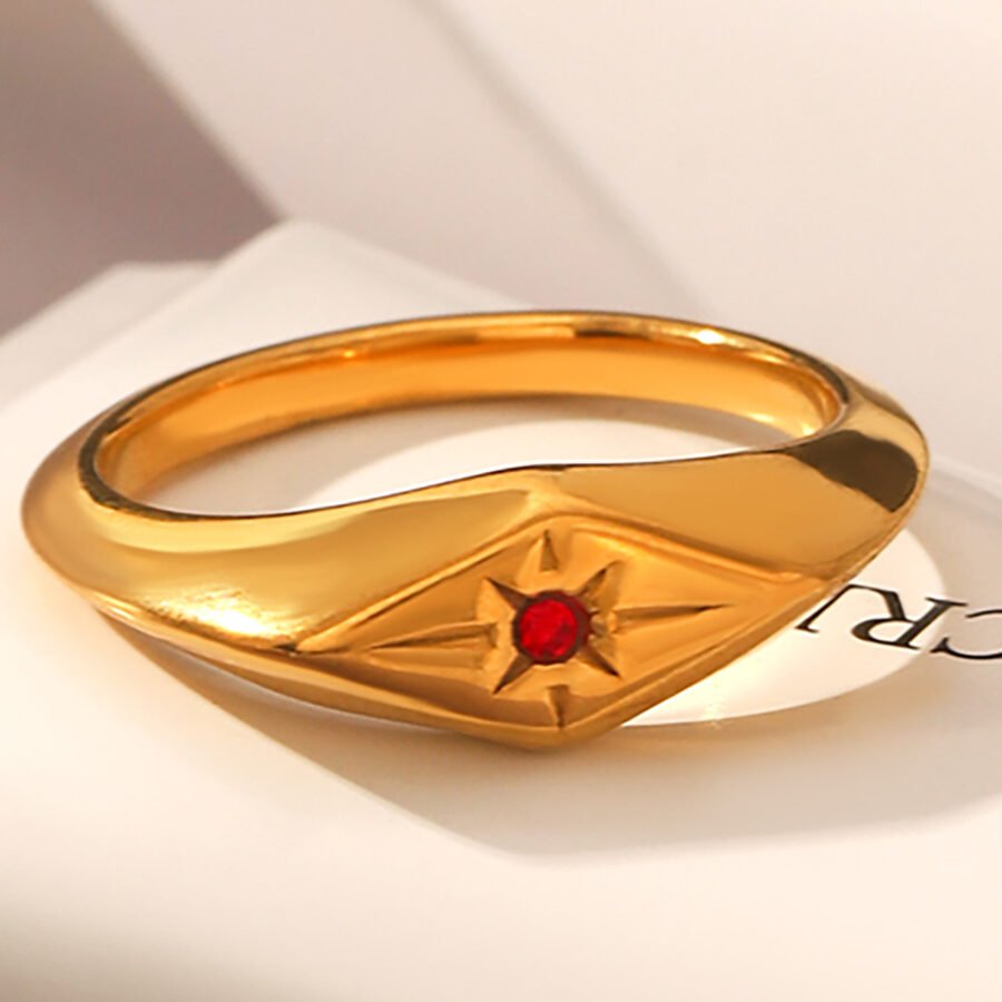 Eight-Pointed Zircon Ring