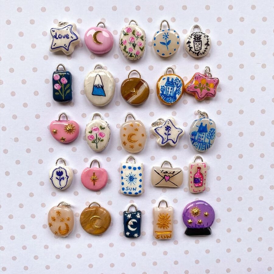 Rose Envelope Moon Enamel Pendant